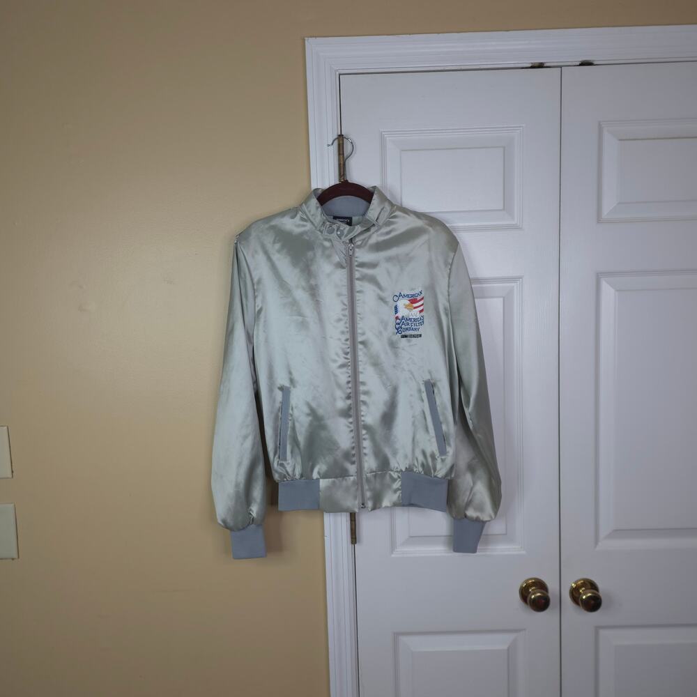 Vintage America's Finest 80s American Air Filter Company Satin Bomber Jacket M